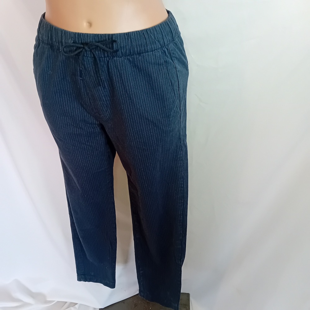 Abercrombie & Fitch Mens Sneaker Pant Stretch Jogger Pinstripe Navy Relaxation s - Picture 3 of 16
